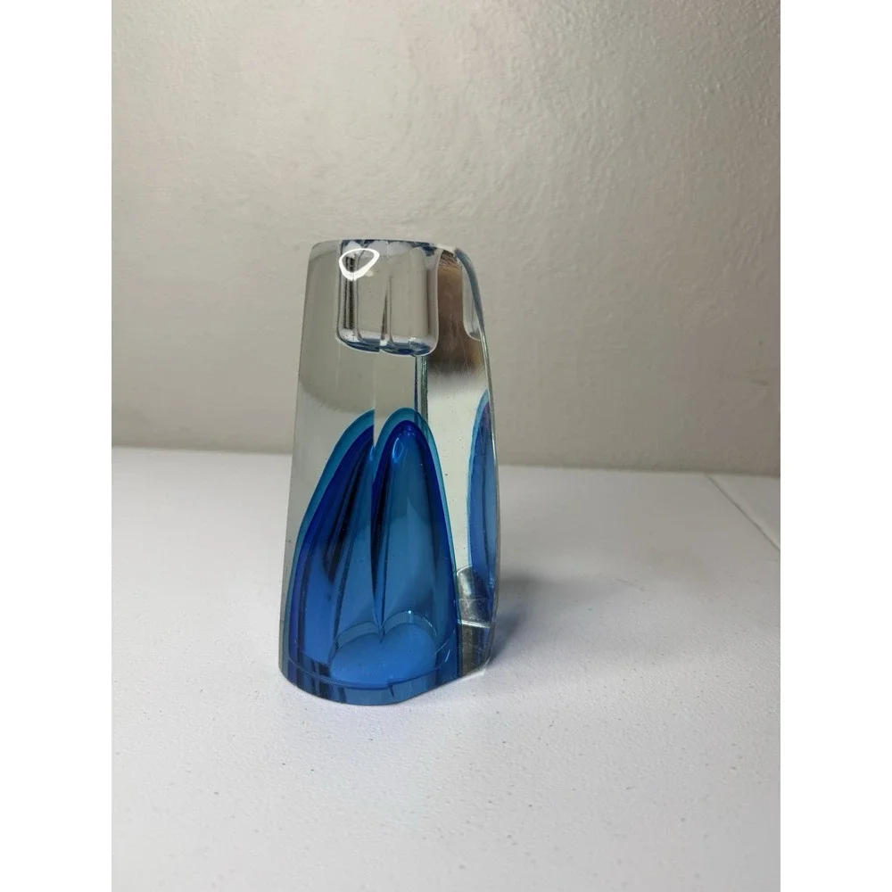 Flavio POLI MURANO Glass Sommerso VASE CANDLE HOLDER Combo Mid Century EUC